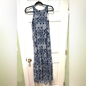 NEW Vineyard Vines Blue White Floral Hibiscus Halter Maxi Dress Size 2 $288